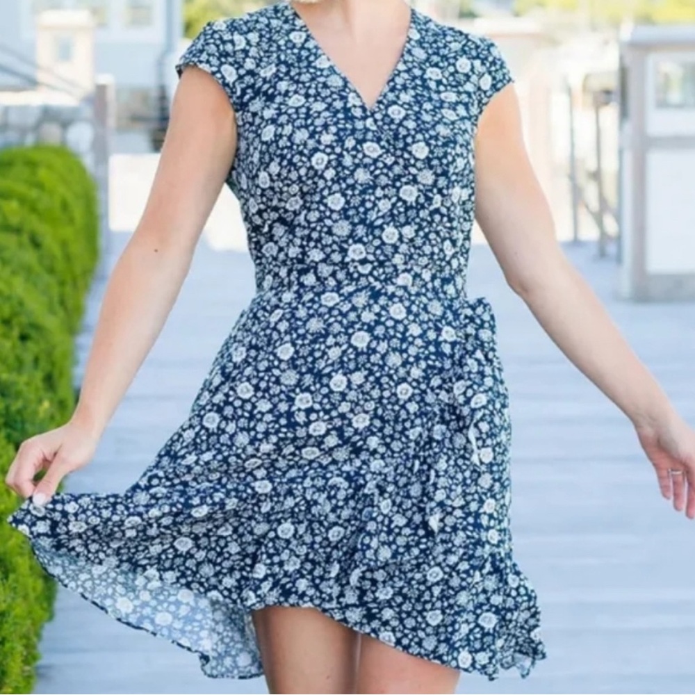 J. Crew Navy Floral Mini Dress